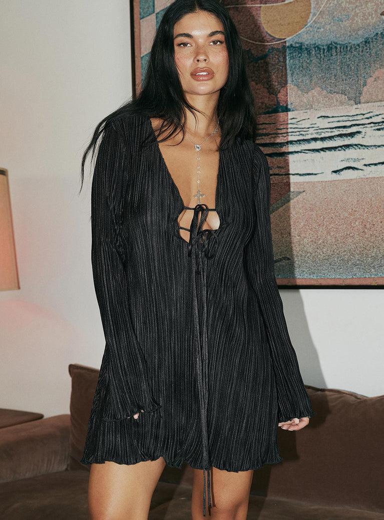 Malop Long Sleeve Mini Dress Black Product Image