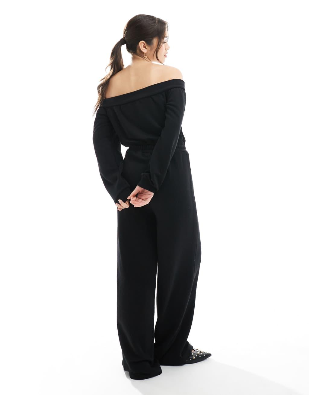 Miss Selfridge off the shoulder jersey wide leg jumpsuit Product Image