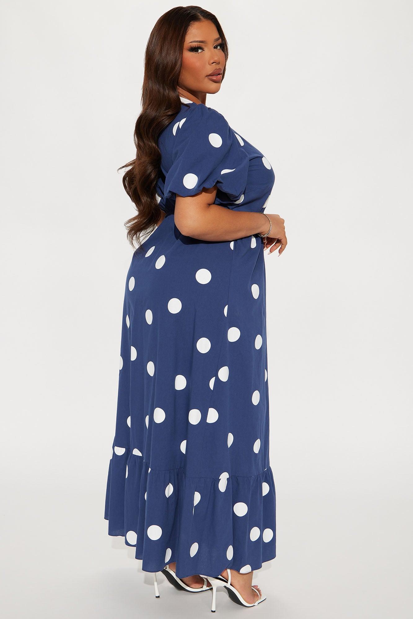 Jennifer Polka Dot Maxi Dress - Navy/combo Product Image