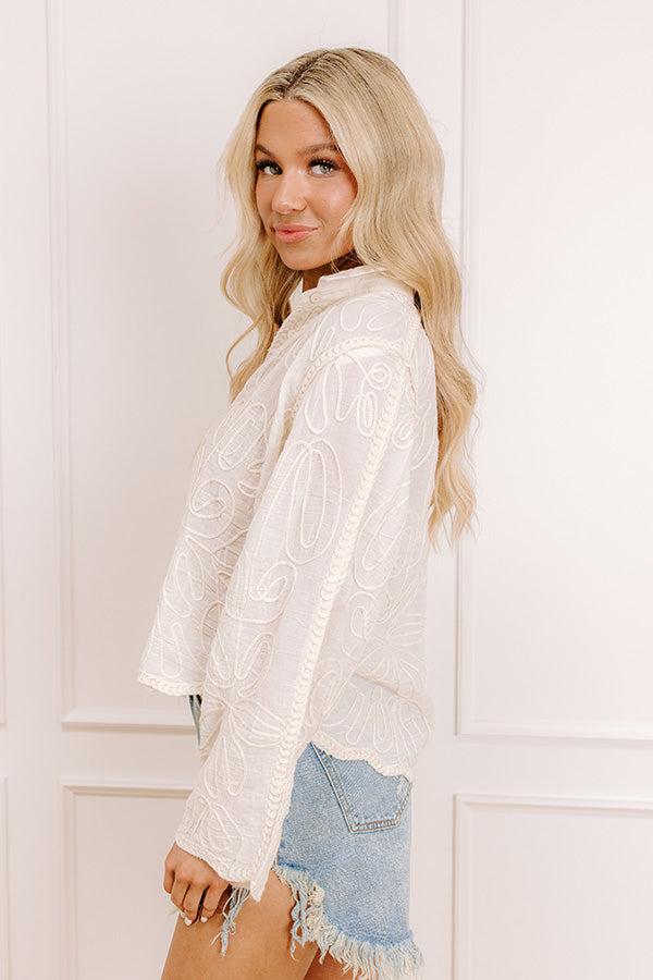 Cafe Cutie Embroidered Button Up Product Image