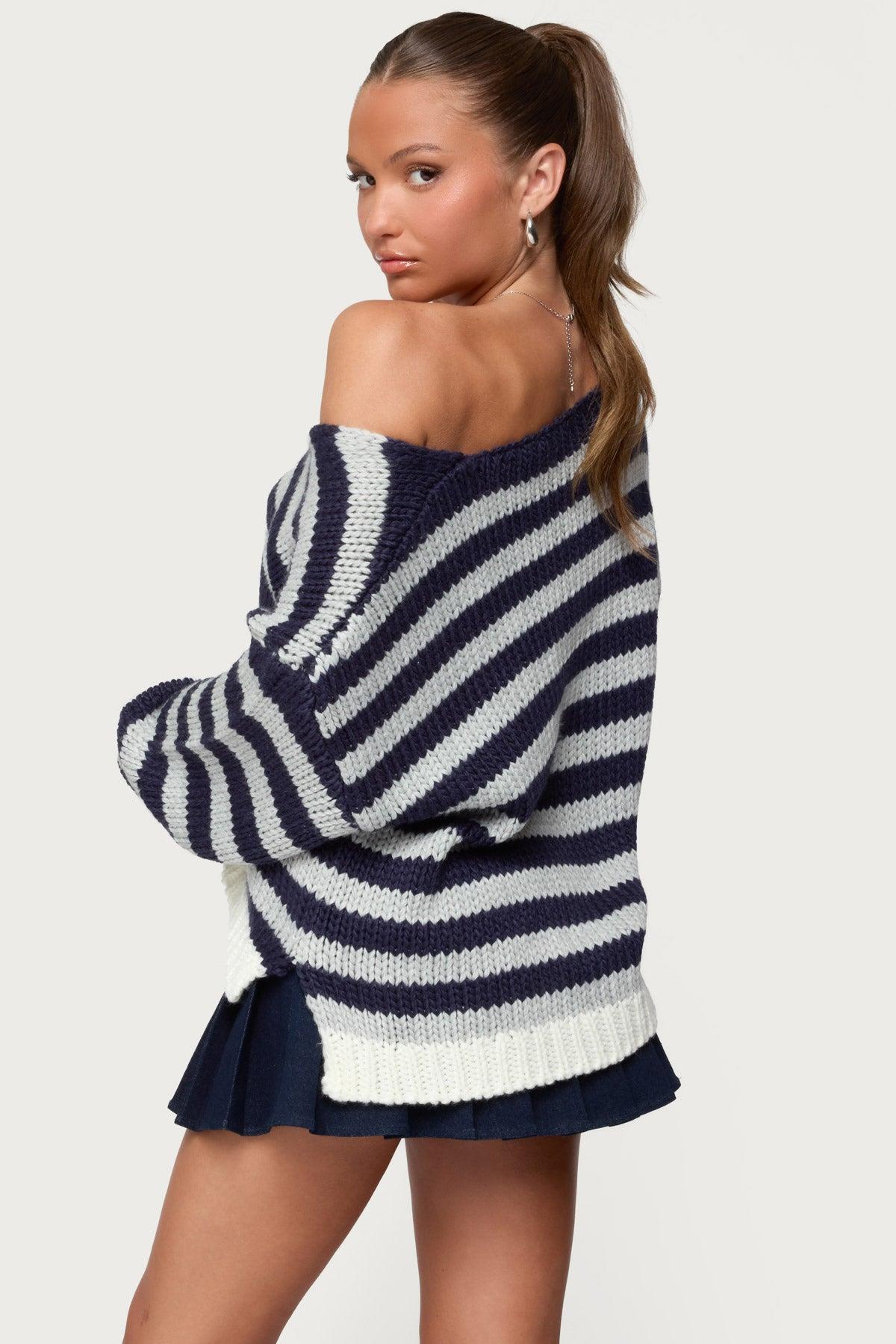 Eugenie Oversized Striped Knit Sweater Product Image