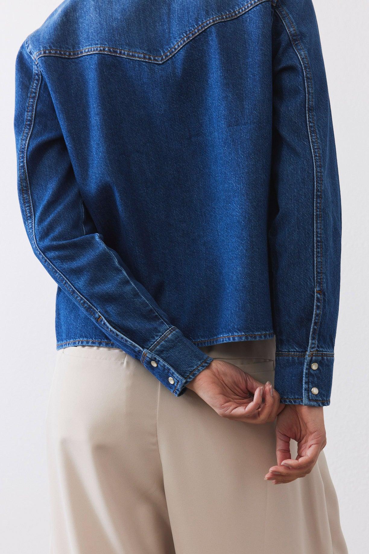 Denim Handkerchief With a Zipper Blouse Product Image