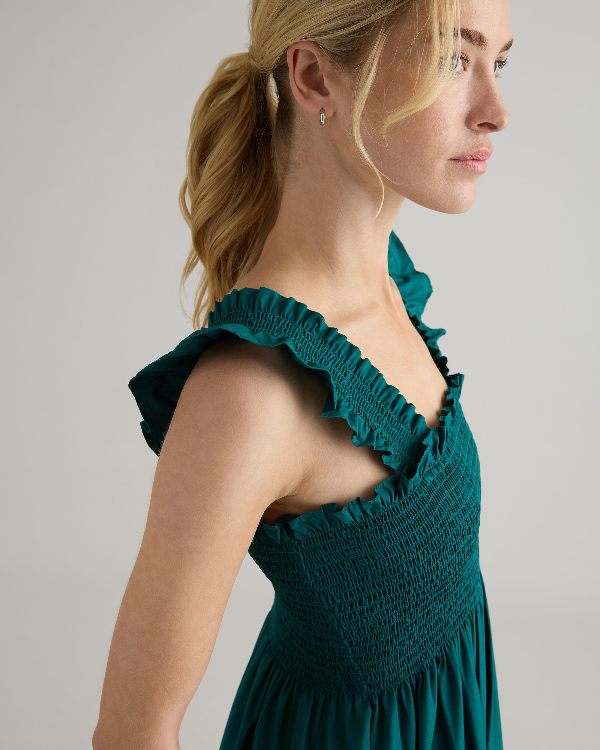 Quince | Women's Poplin Smocked Midi Dress Organic Cotton Product Image