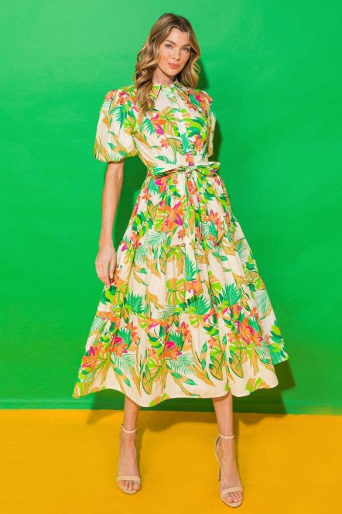 Floral Poplin Midi Shirt Dress Product Image