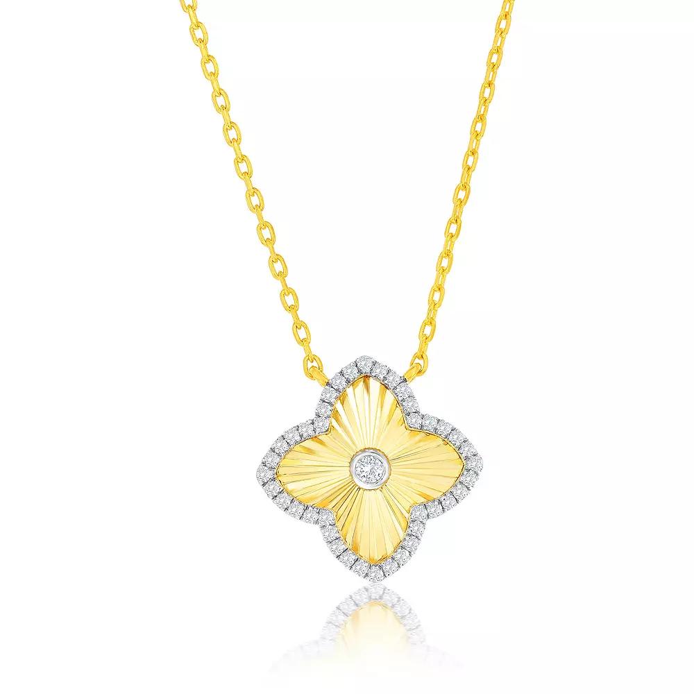 Argento Bella 14k Gold Over Silver Cubic Zirconia Flower Necklace, Women's, Size: 16-18" ADJ, Gold Tone Product Image