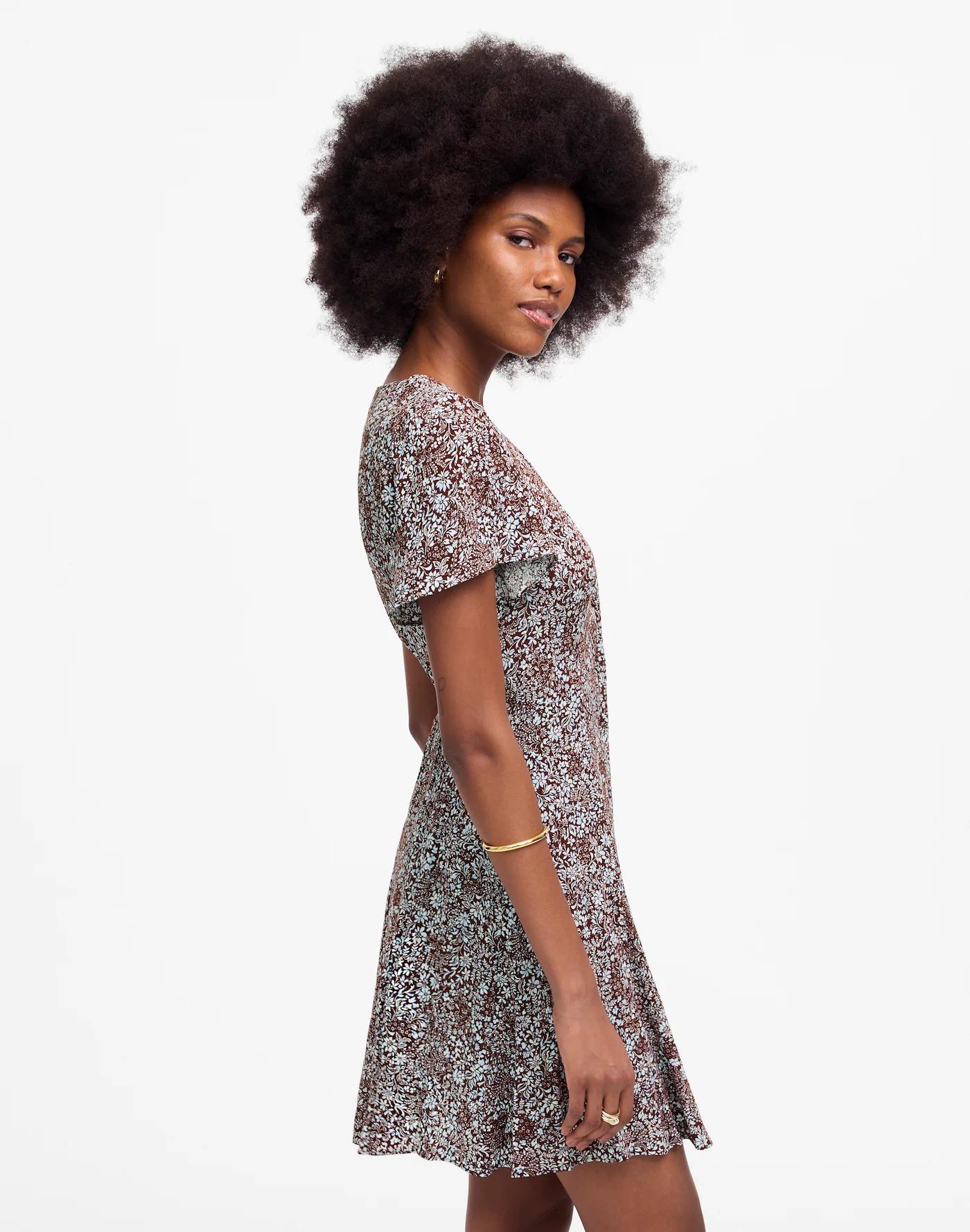 Button-Front Mini Dress in Floral Product Image