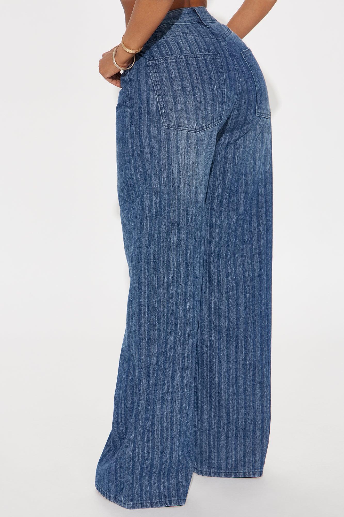 Preston Jacquard Wide Leg Jeans - Dark Wash Product Image