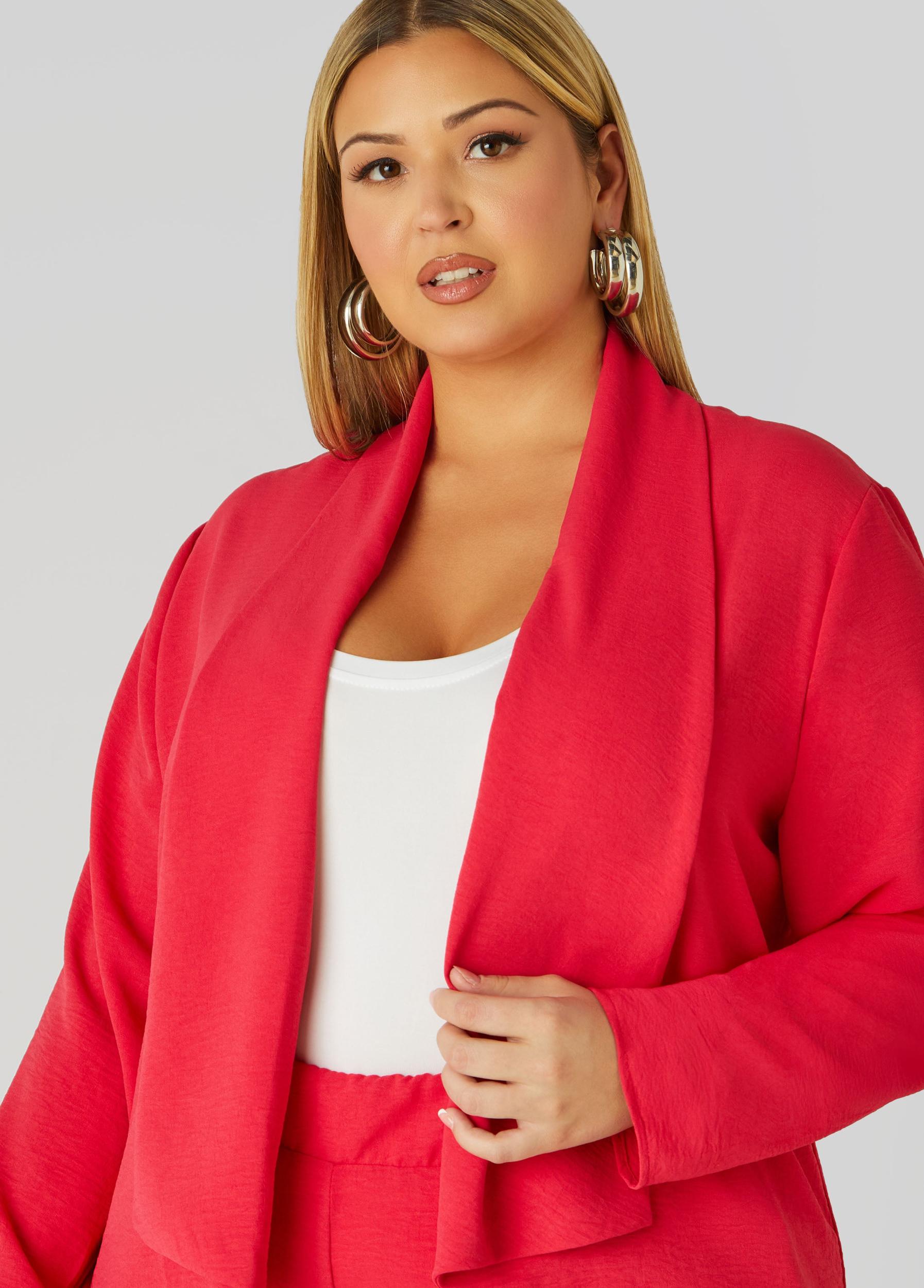 Plus Size Draped Textured Jacket Ashley Stewart Product Image