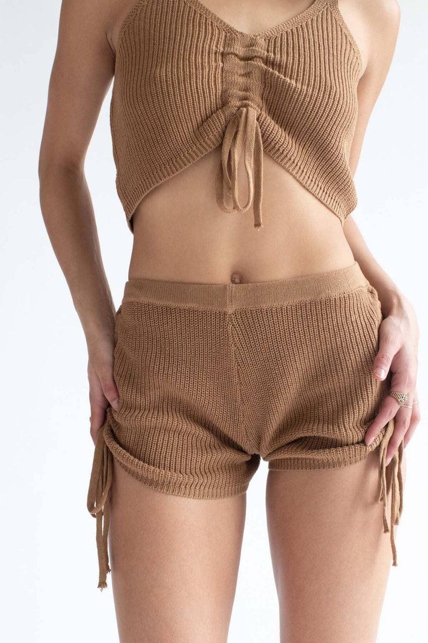 Coconut Cinched Knit Cami & Shorts Set Product Image