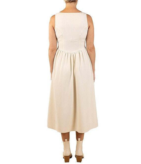 Sadie & Sage Tie Front Scoop Neck Corset Midi Dress Product Image