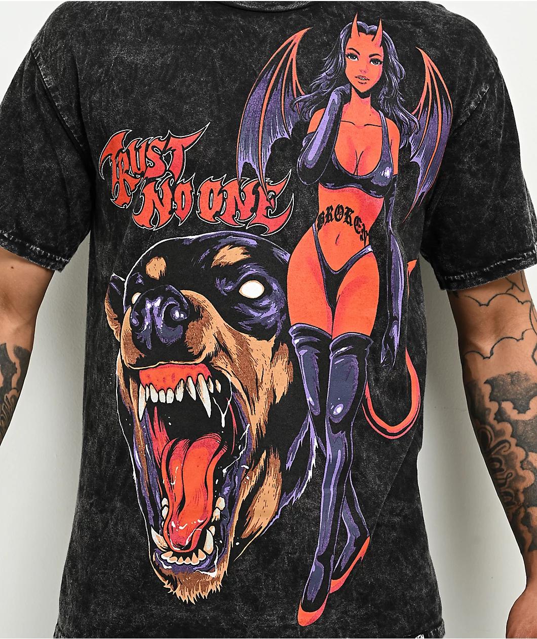 Broken Promises Trust No One Black Wash T-Shirt Product Image