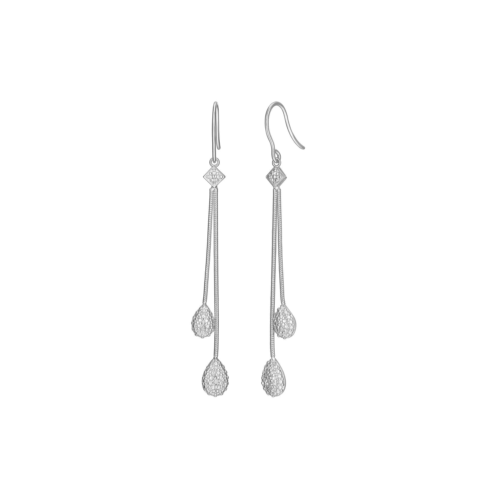Sterling Silver Diamond Accent Linear Drop Earrings, Women's, White Product Image