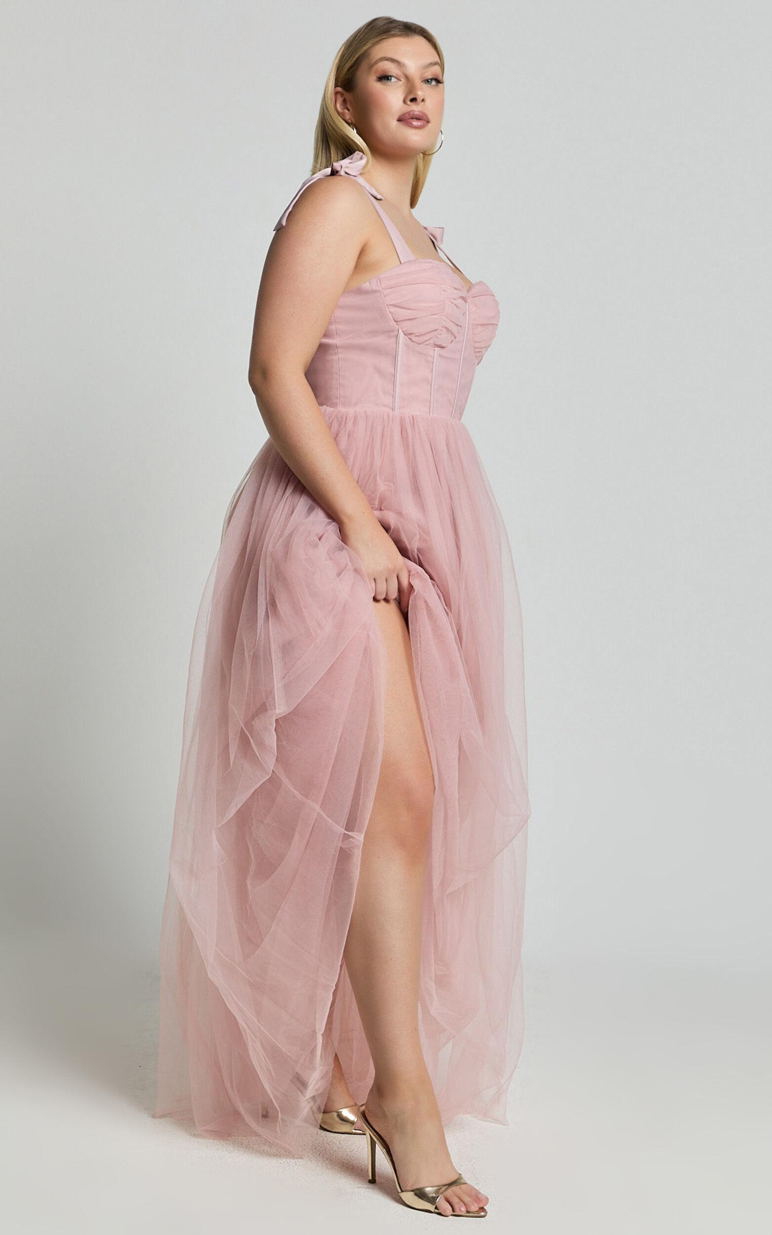 Emmary - Bustier Bodice Tulle Dress in Pink Product Image