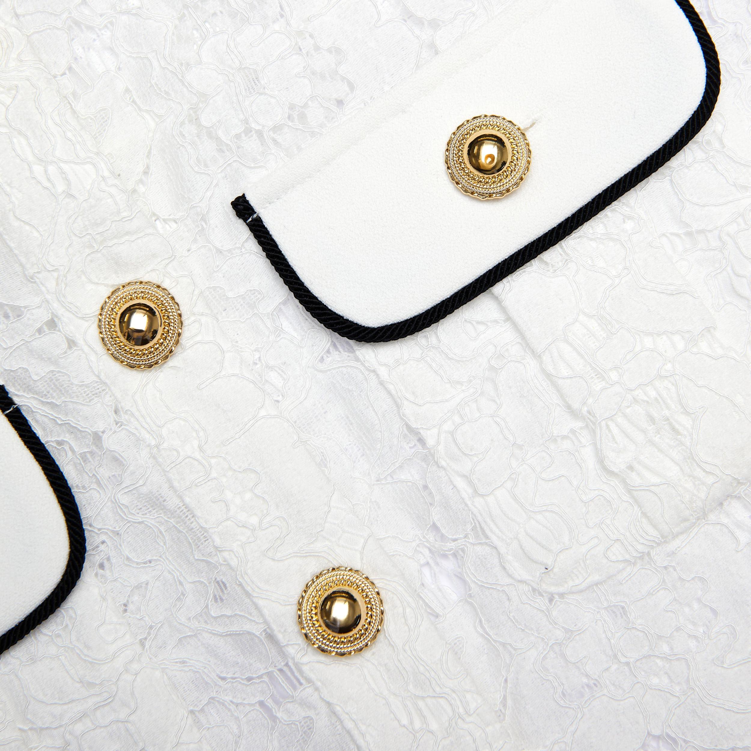 White Lace Contrast Collar Top Product Image