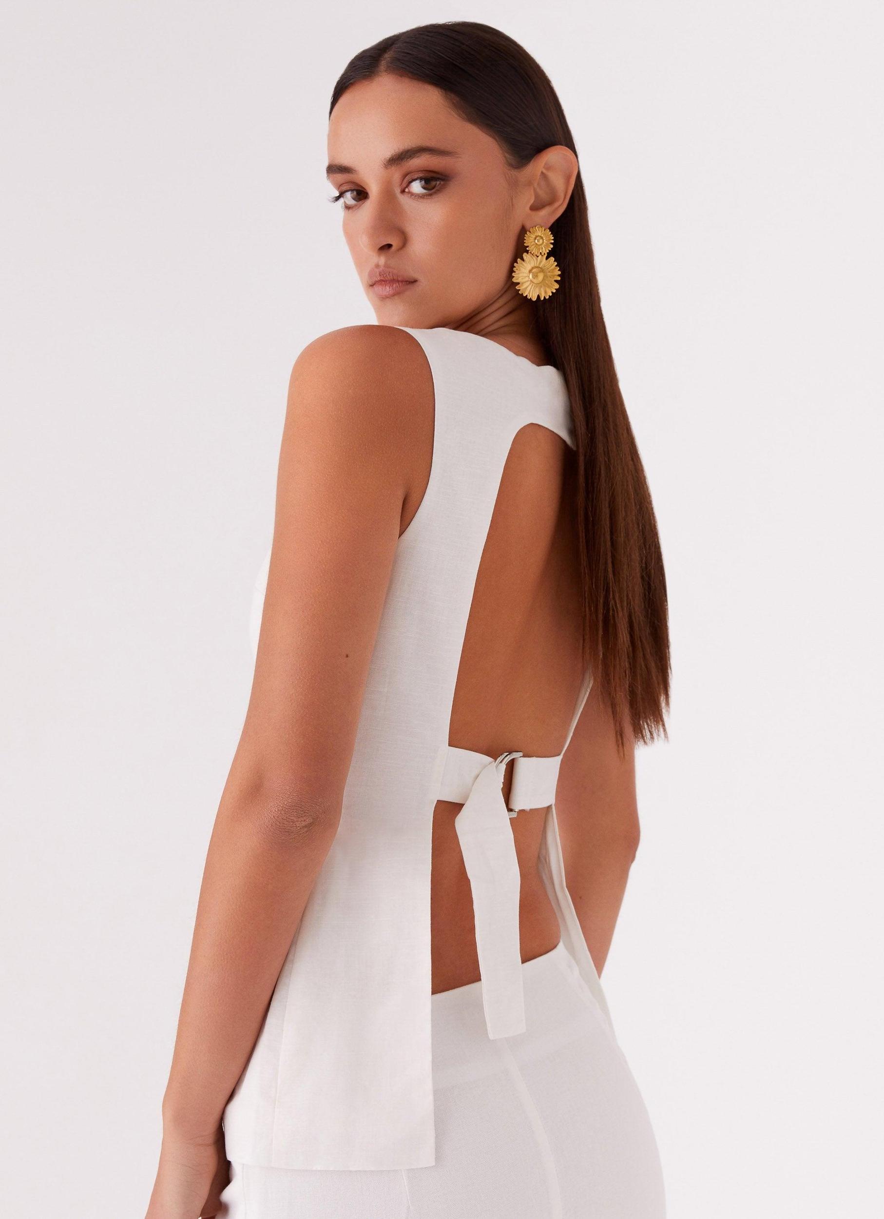 Mooney Linen Top - White Product Image