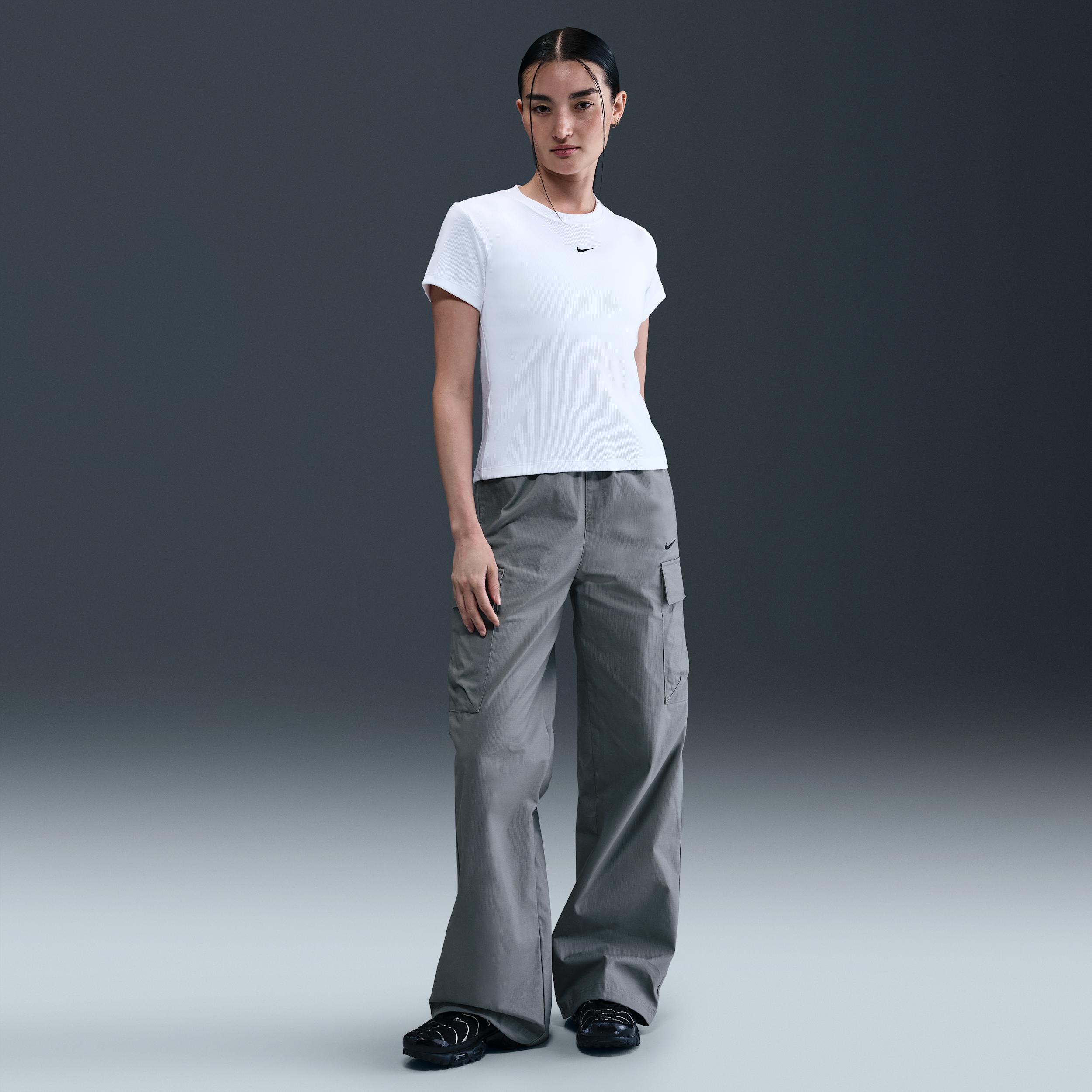 Womens Nike Sportswear Tight Ribbed Short-Sleeve T-Shirt | HV4994-100 Product Image