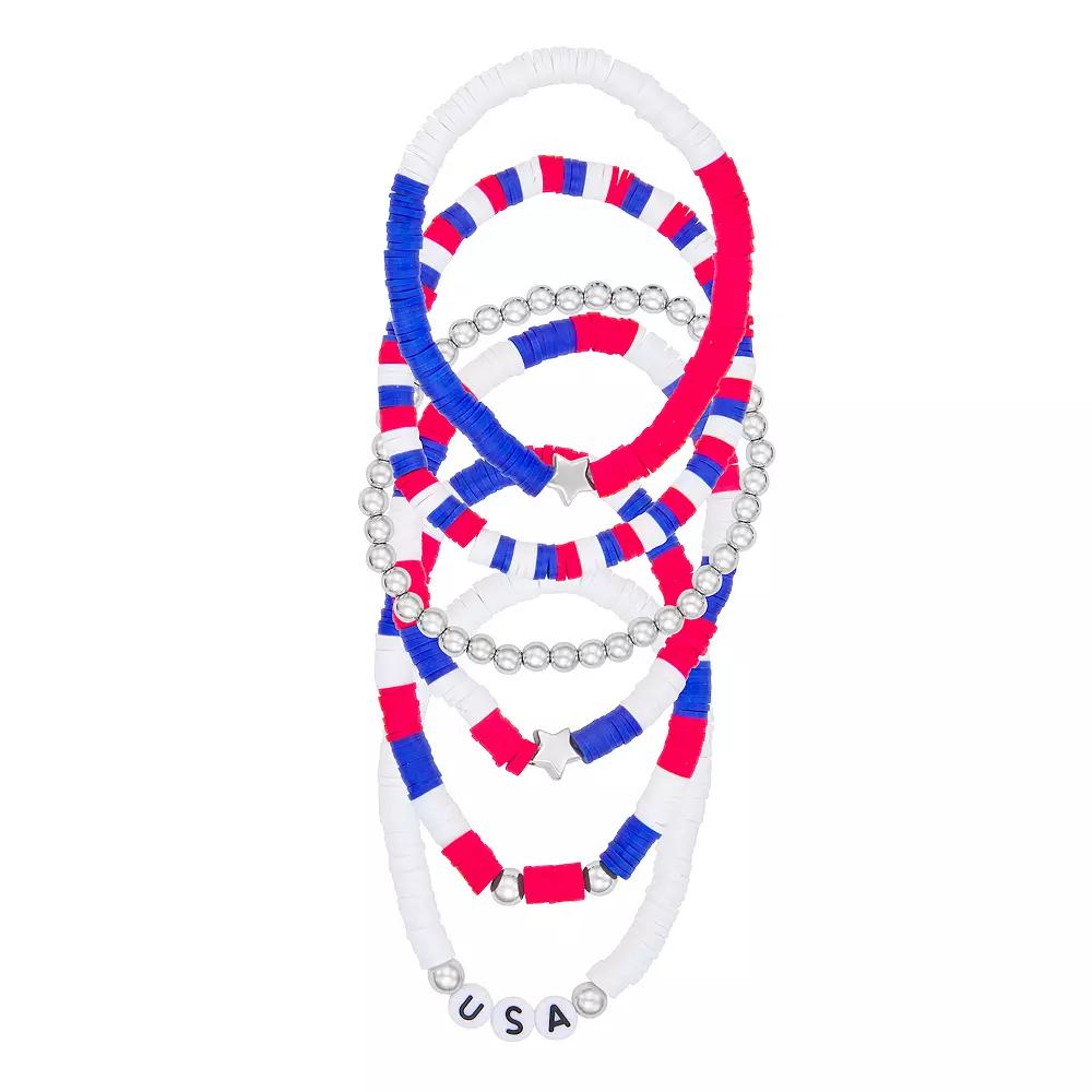 Patriotic Stretch Bracelet 6-piece Set, Women's, Multi Product Image
