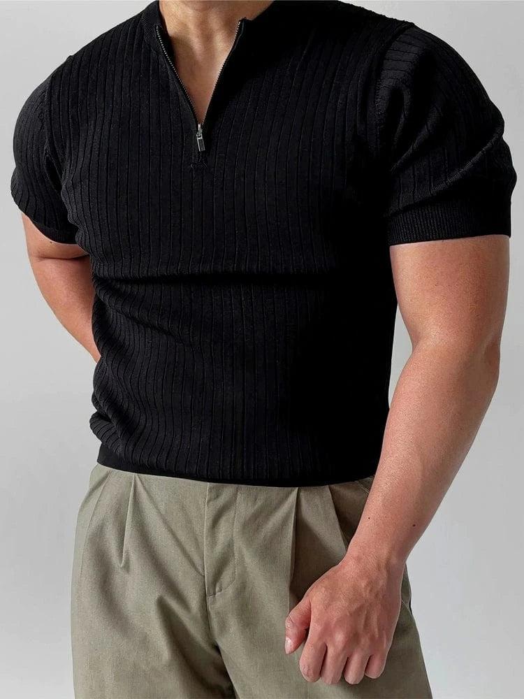 RT No. 19015 SLIM HALF ZIP KNIT SHORT SLEEVE Product Image