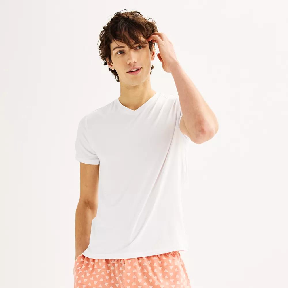 Men's Sonoma Goods For Life® Supersoft V-Neck Pajama Shirt, Size: XL, Black Luxe Product Image