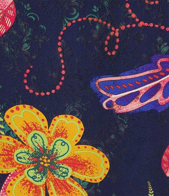 John Mark Plus Size Woven Embroidered Split V-Neck 3/4 Sleeve Tunic Product Image