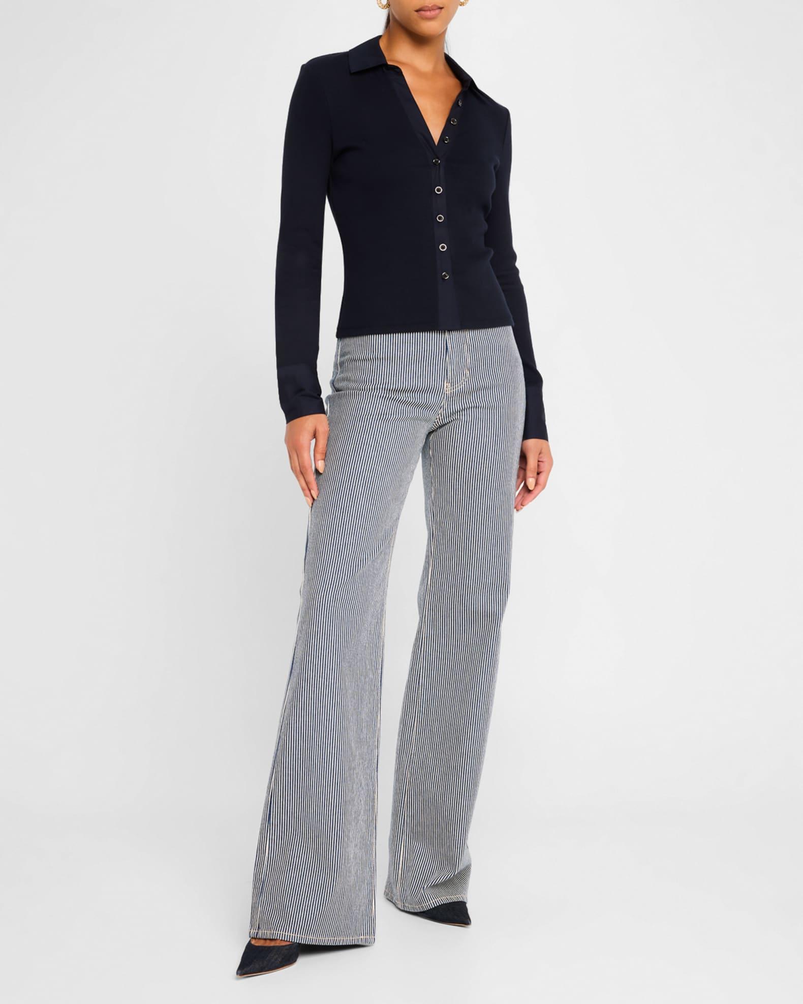 Scottie Button-Front Mixed Media Top Product Image