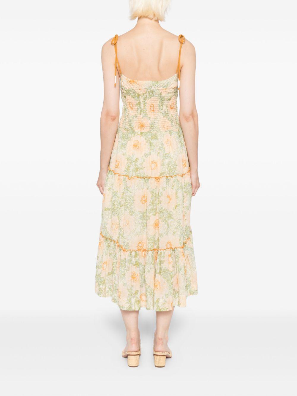 FREE PEOPLE Adriel Floral Print Knee Length Cami Dress In White Product Image