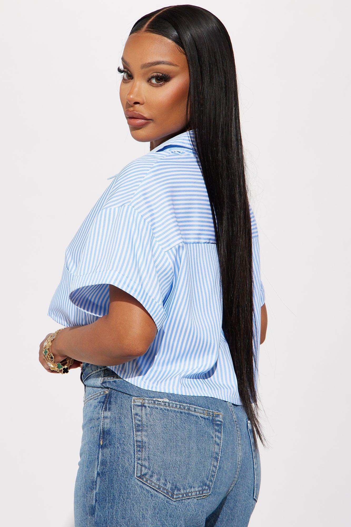 By The Bay Striped Shirt - White/Blue Product Image