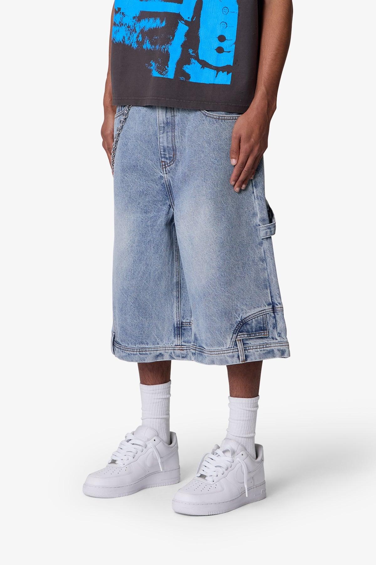Ultra Baggy Reconstructed Denim Shorts - Blue Product Image