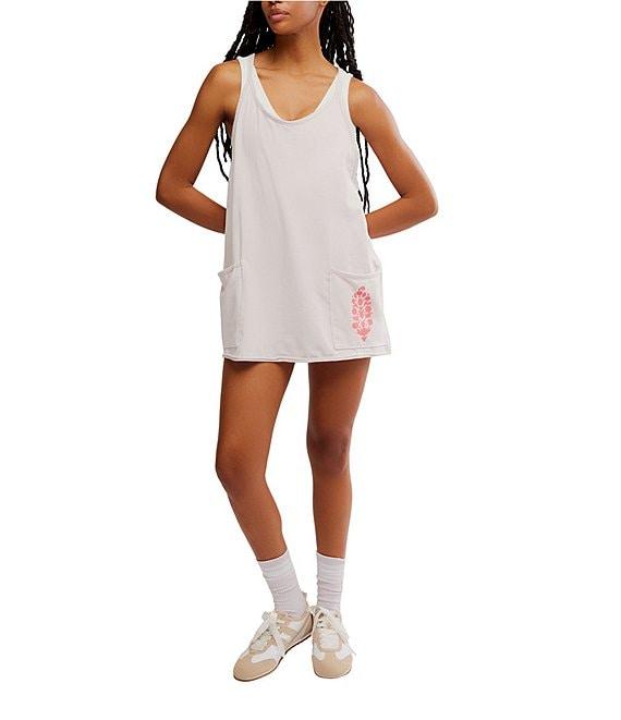 FP Movement Hot Shot Mini Logo V-Neck Sleeveless Patch Pocket Mini Dress Product Image