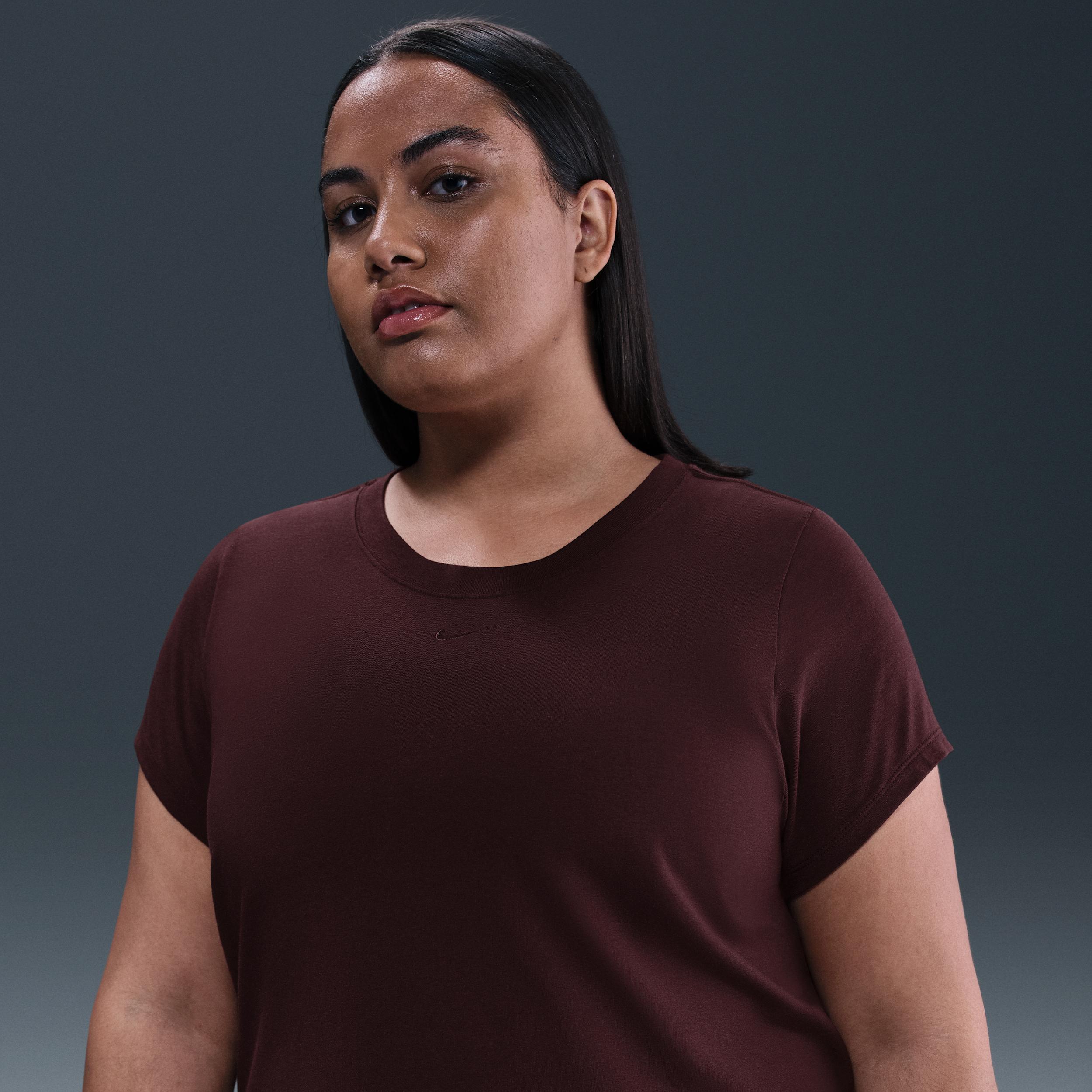 Womens Nike Sportswear Chill Knit Cropped T-Shirt (Plus Size) | FZ2479-652 Product Image