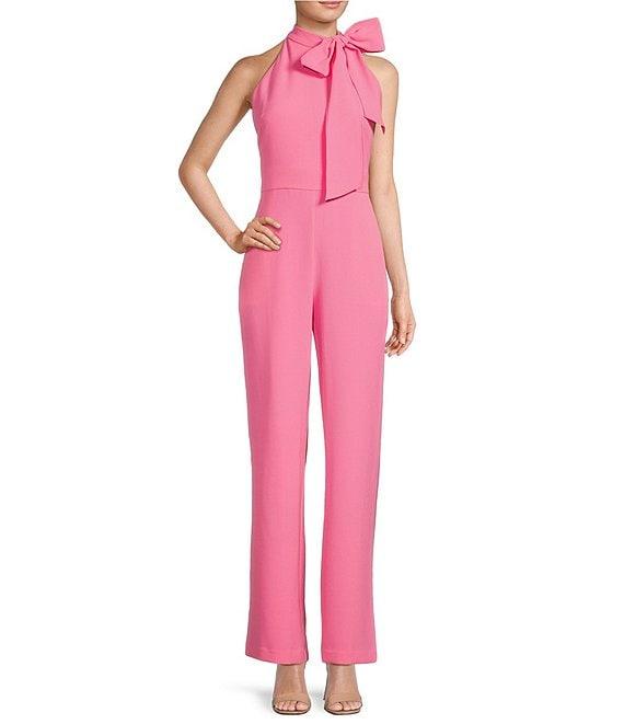 Vince Camuto Sleeveless Bow Tie Mock Neck Jumpsuit Product Image