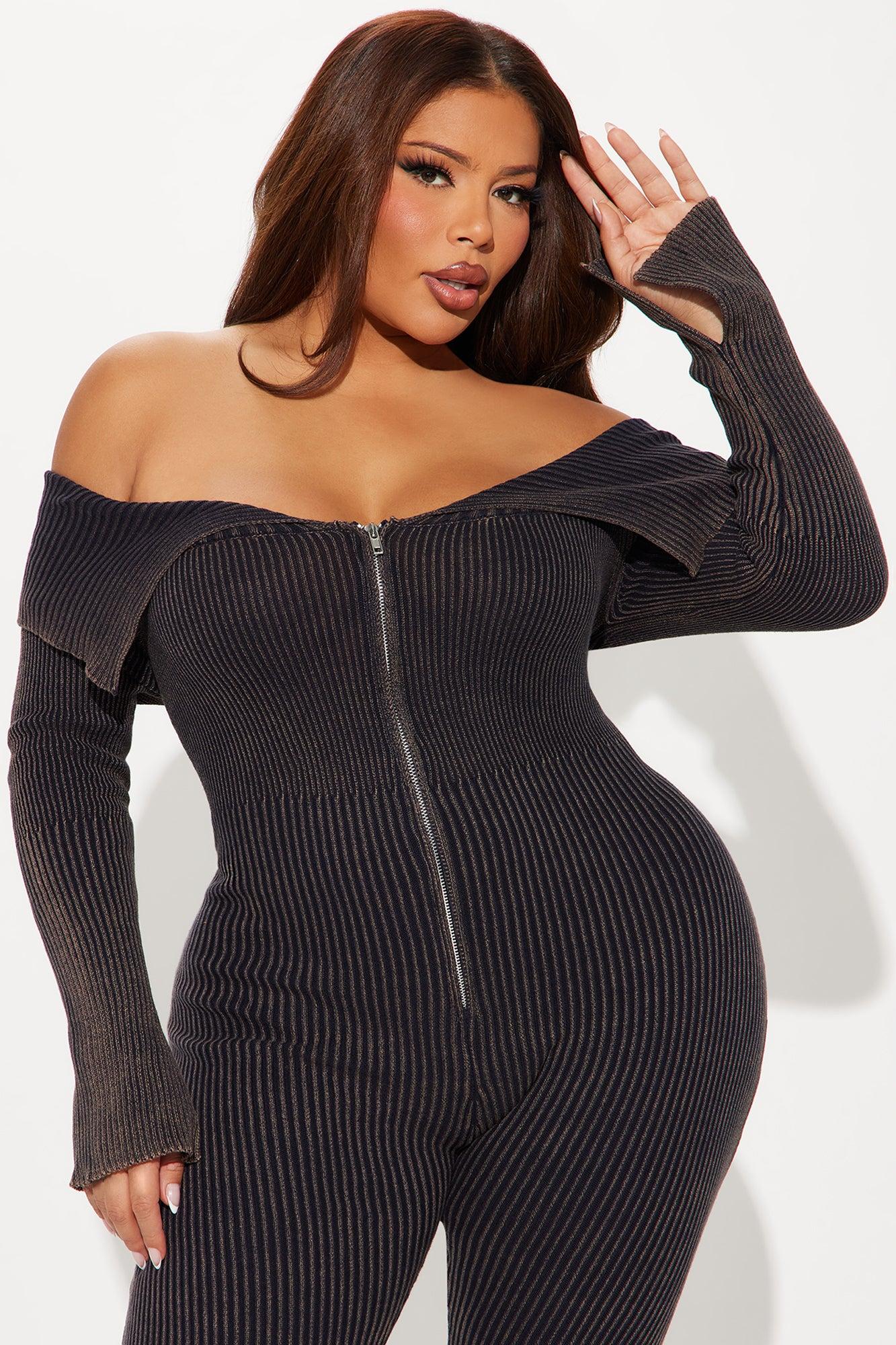 New Day Sweater Washed Jumpsuit - Charcoal Product Image