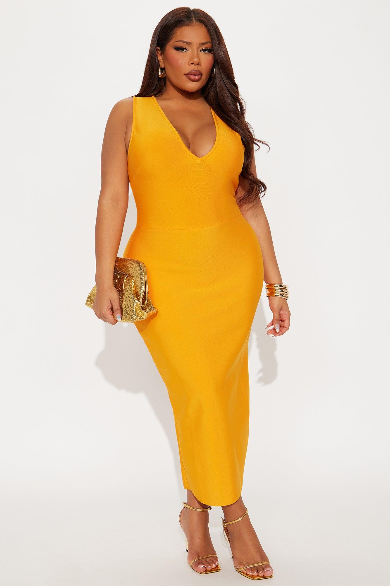 Bold Presence Bandage Midi Dress - Orange Female Product Image
