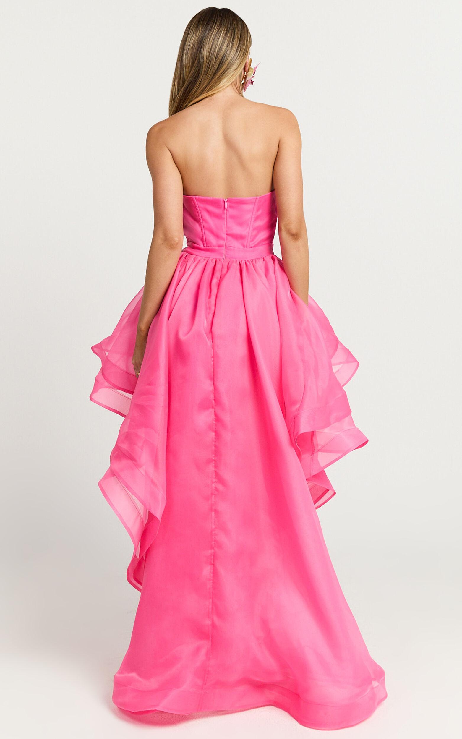 Amalie The Label - Musee Sweetheart High Low Dress in Hot Pink Product Image