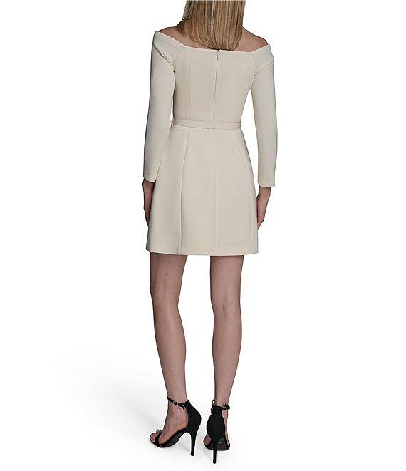BCBG Off-The-Shoulder Belted Scuba Crepe Mini Dress Product Image