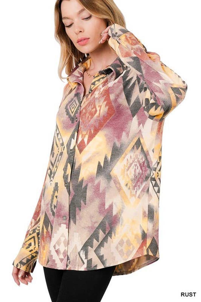 Soft French Terry Aztec Shacket Product Image