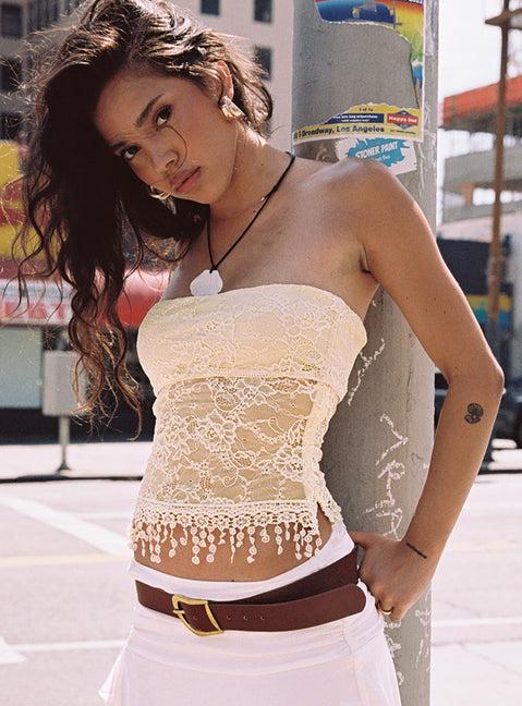 Zuleta Lace Strapless Top Cream Product Image