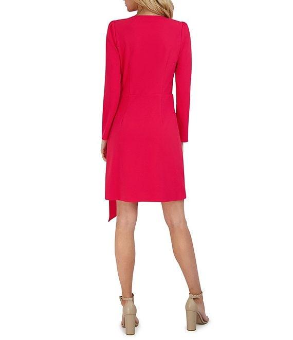 Julia Jordan Crepe Scuba Surplice V-Neck Long Sleeve Pleated Sheath Dress Product Image