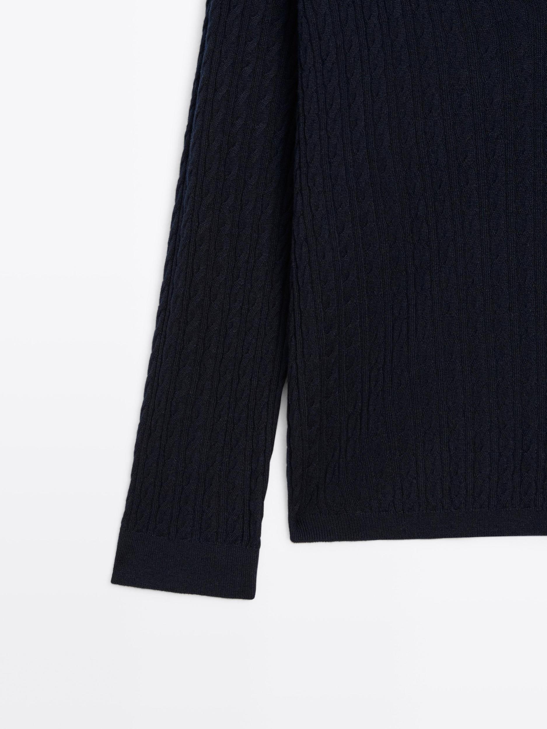 V-neck cable-knit sweater Product Image