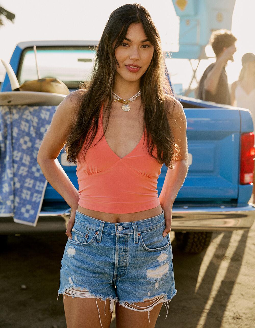 FULL TILT Butter Soft Womens Halter Top - CORAL Product Image