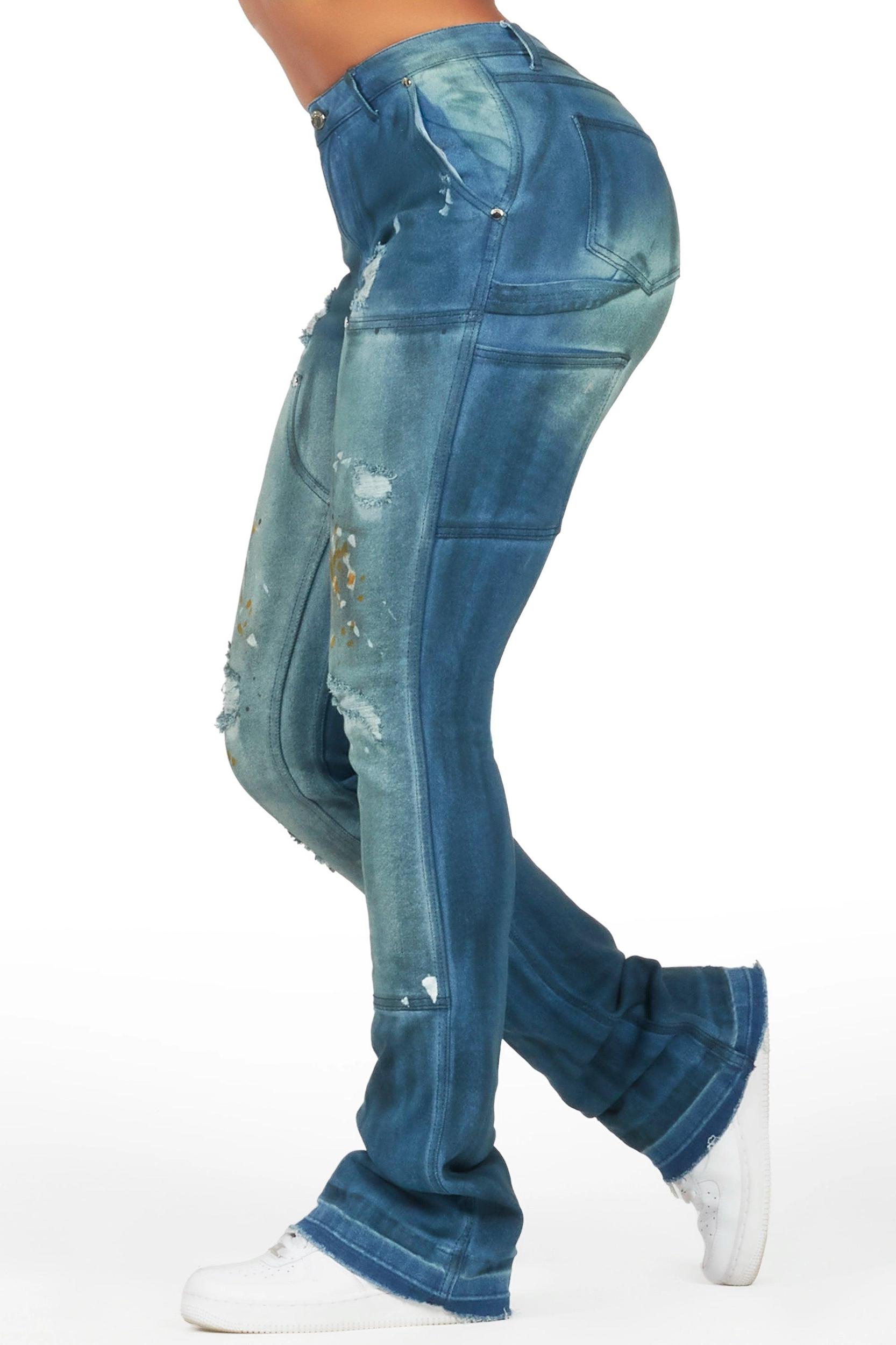 Miesha Blue Stacked Flare Jean Female Product Image