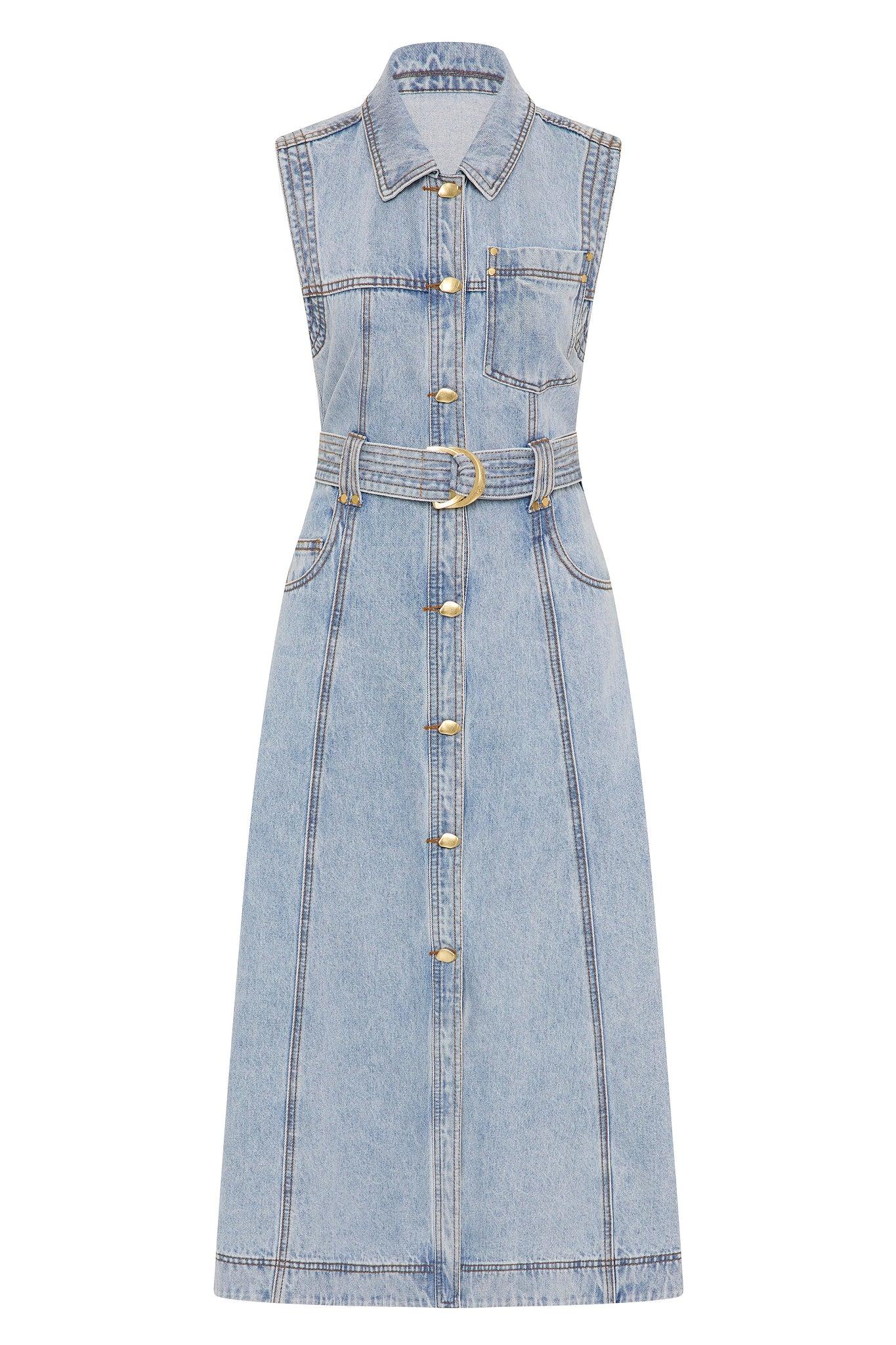 Ray Denim Midi Dress Product Image