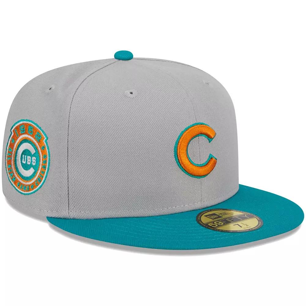 Men's New Era Gray/Teal Chicago Cubs 59FIFTY Fitted Hat,  Product Image