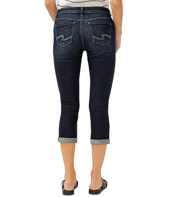 Silver Jeans Co. Luxe Stretch Denim Dark Indigo Wash Elyse Capri Jeans Product Image
