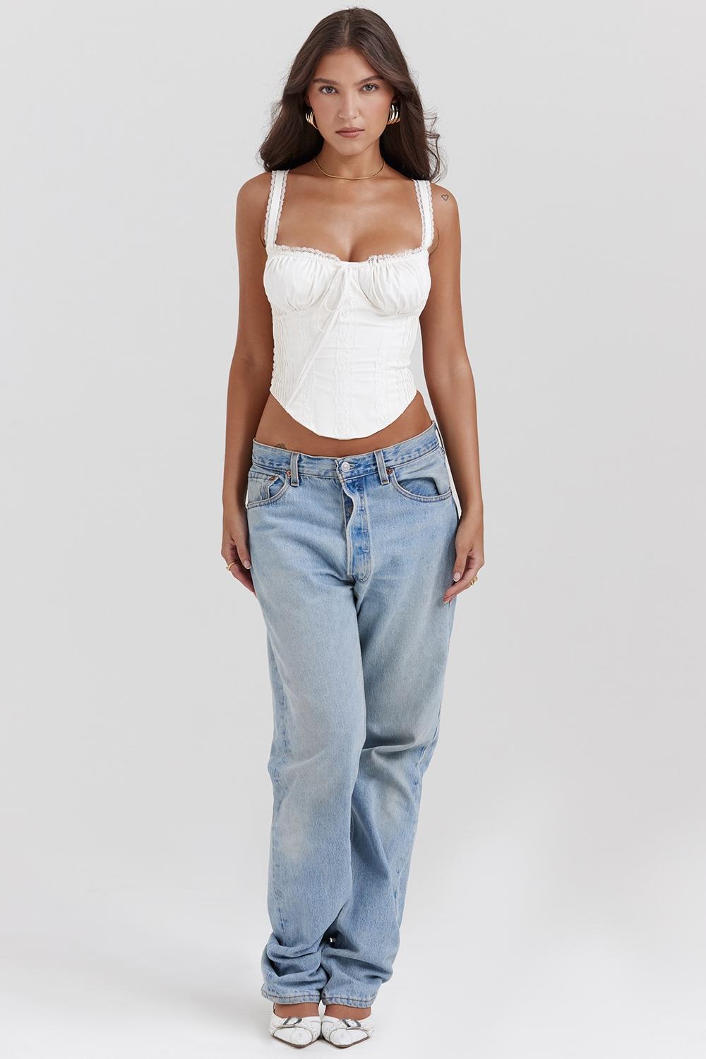 Gini  white lace back corset Product Image