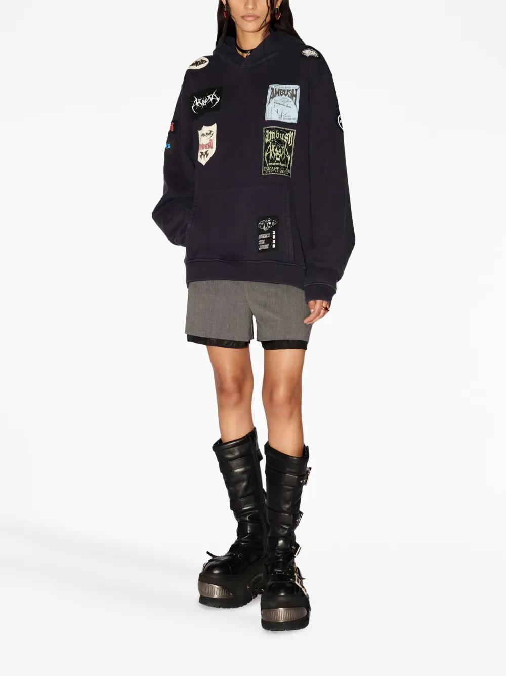 logo-patchwork cotton hoodie Product Image