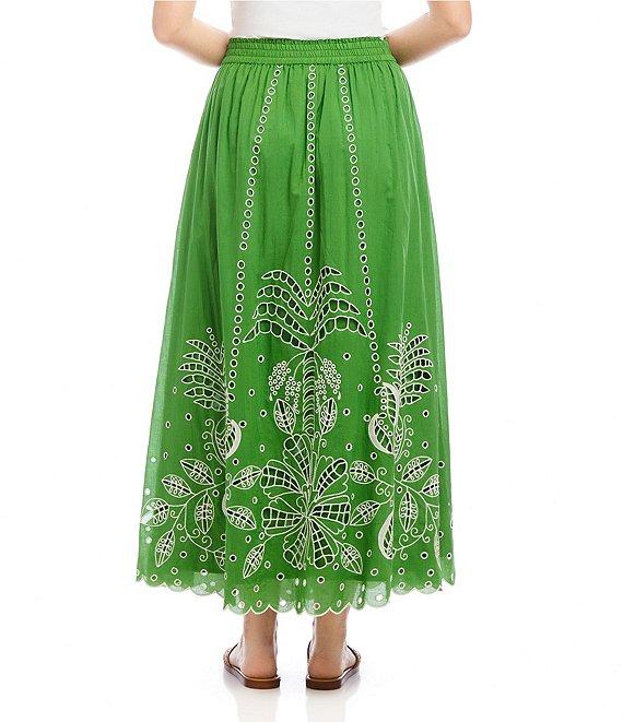 Karen Kane Embroidered Cut-Out A-Line Midi Skirt Product Image