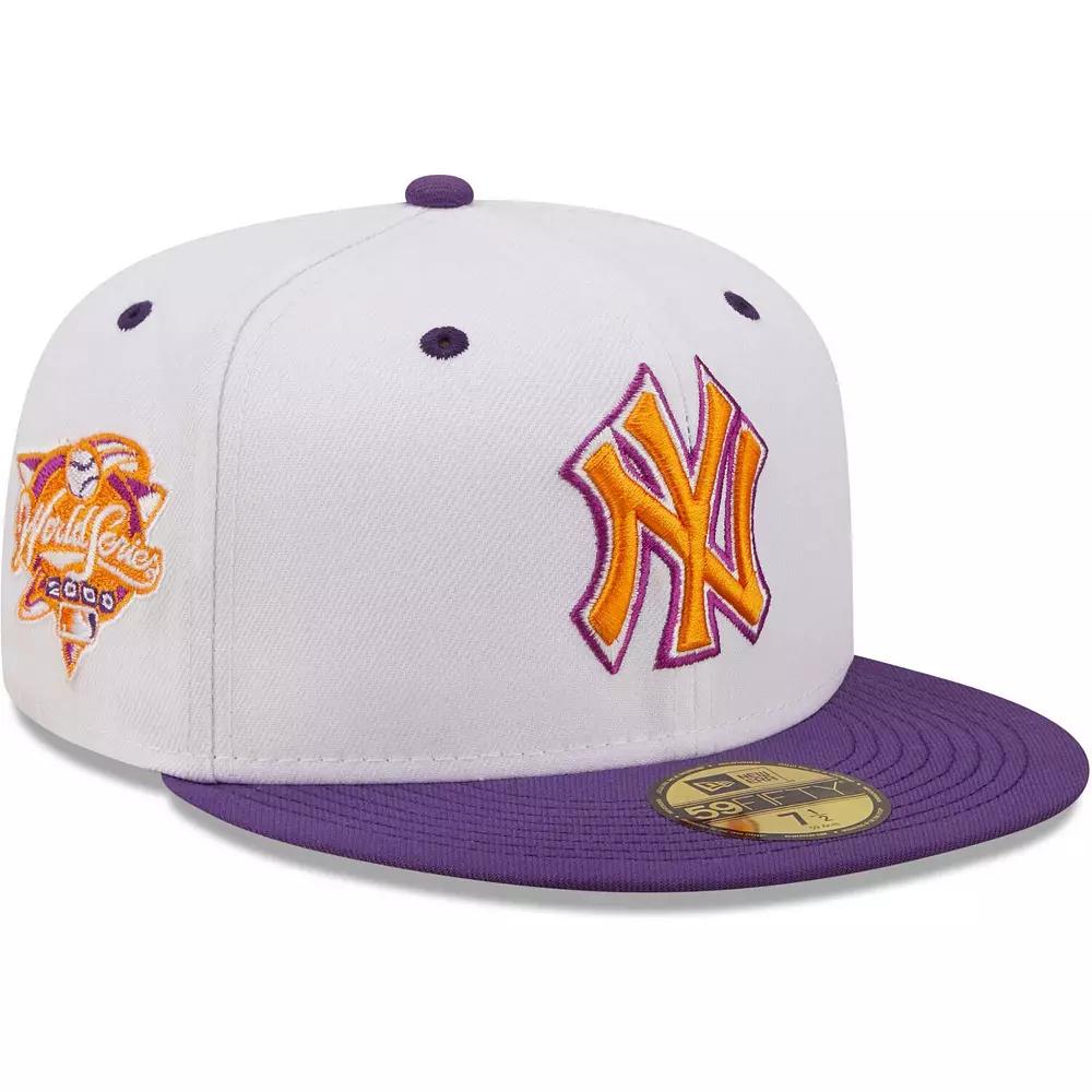 Men's New Era White/Purple New York Yankees 2000 World Series Grape Lolli 59FIFTY Fitted Hat, Size: 7 5/8 Product Image
