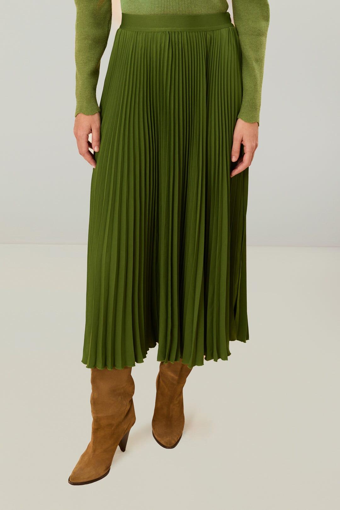 Green Pleated Maxi Skirt Product Image