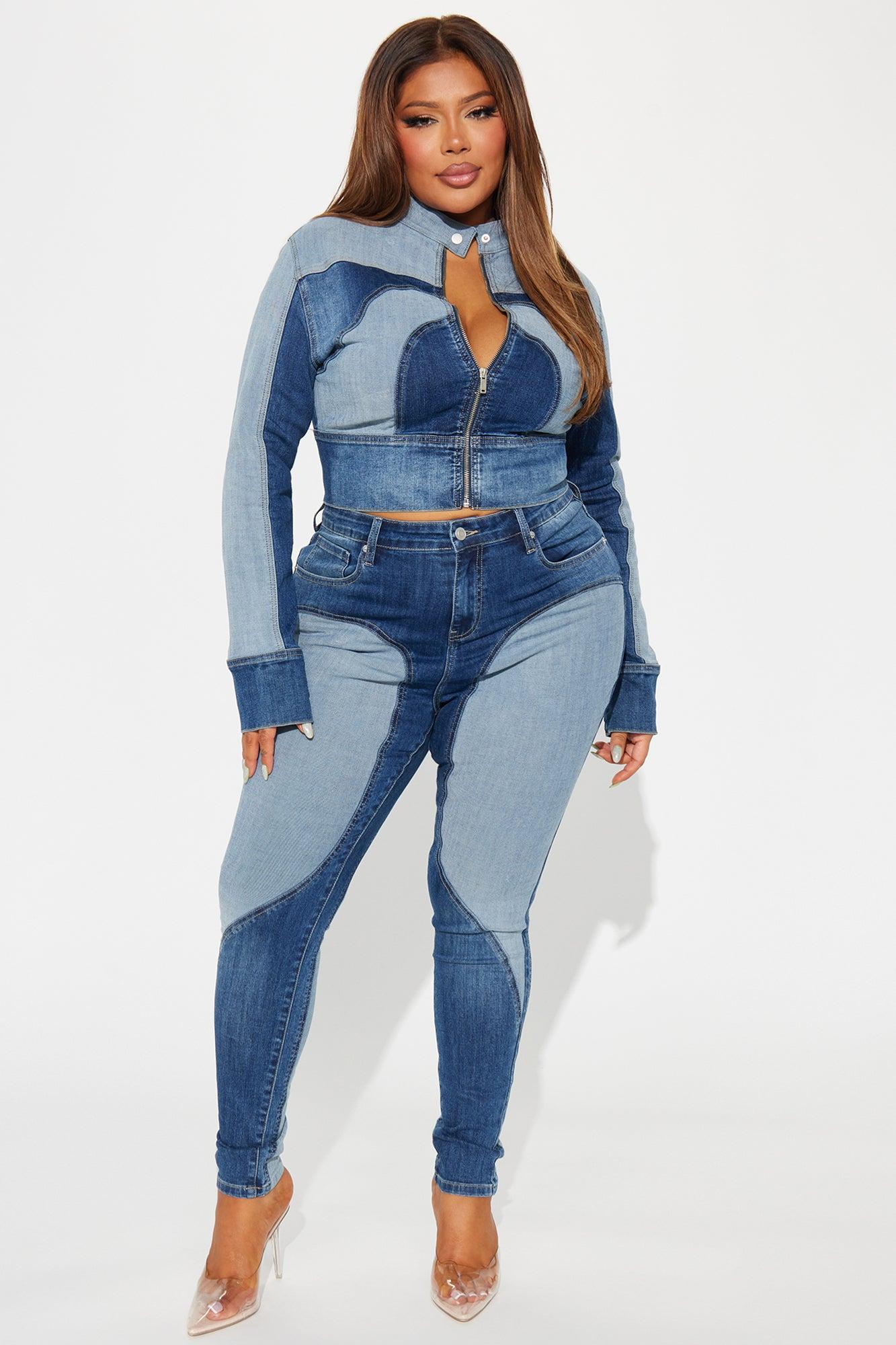 Coronado Two Tone Denim Moto Jacket - Medium Wash Product Image